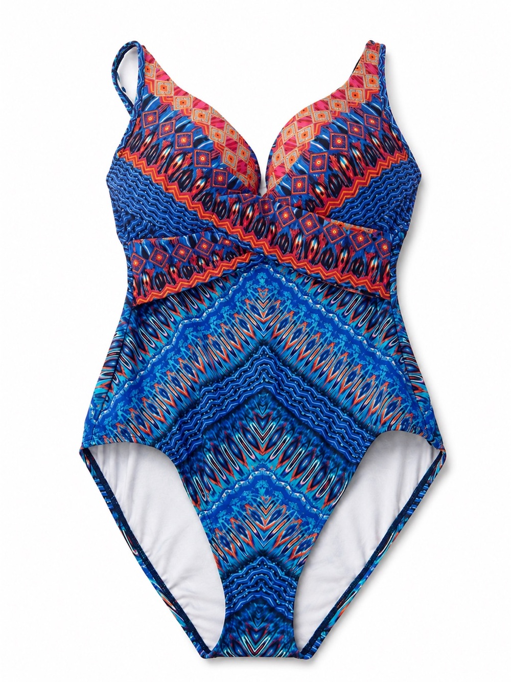 Miraclesuit Blue and Orange Printed One-Piece Swimsuit
